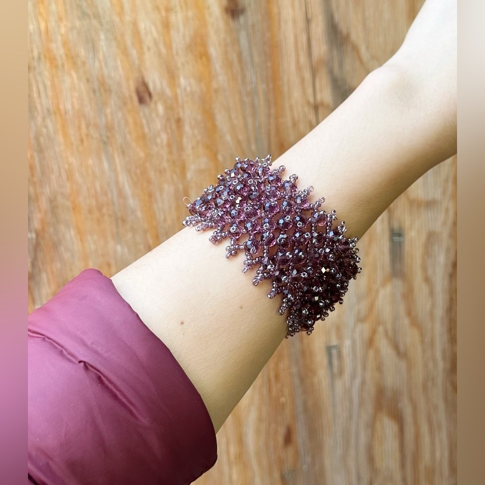 Purple Crystal Glass Bead Bracelet